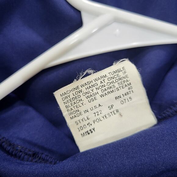 Vintage Blouse Shirley of Atlanta Womens L Navy Blue Office Professional Classic - Picture 5 of 10